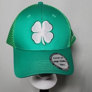 Source Unknown Green Trucker Hat with White Clover